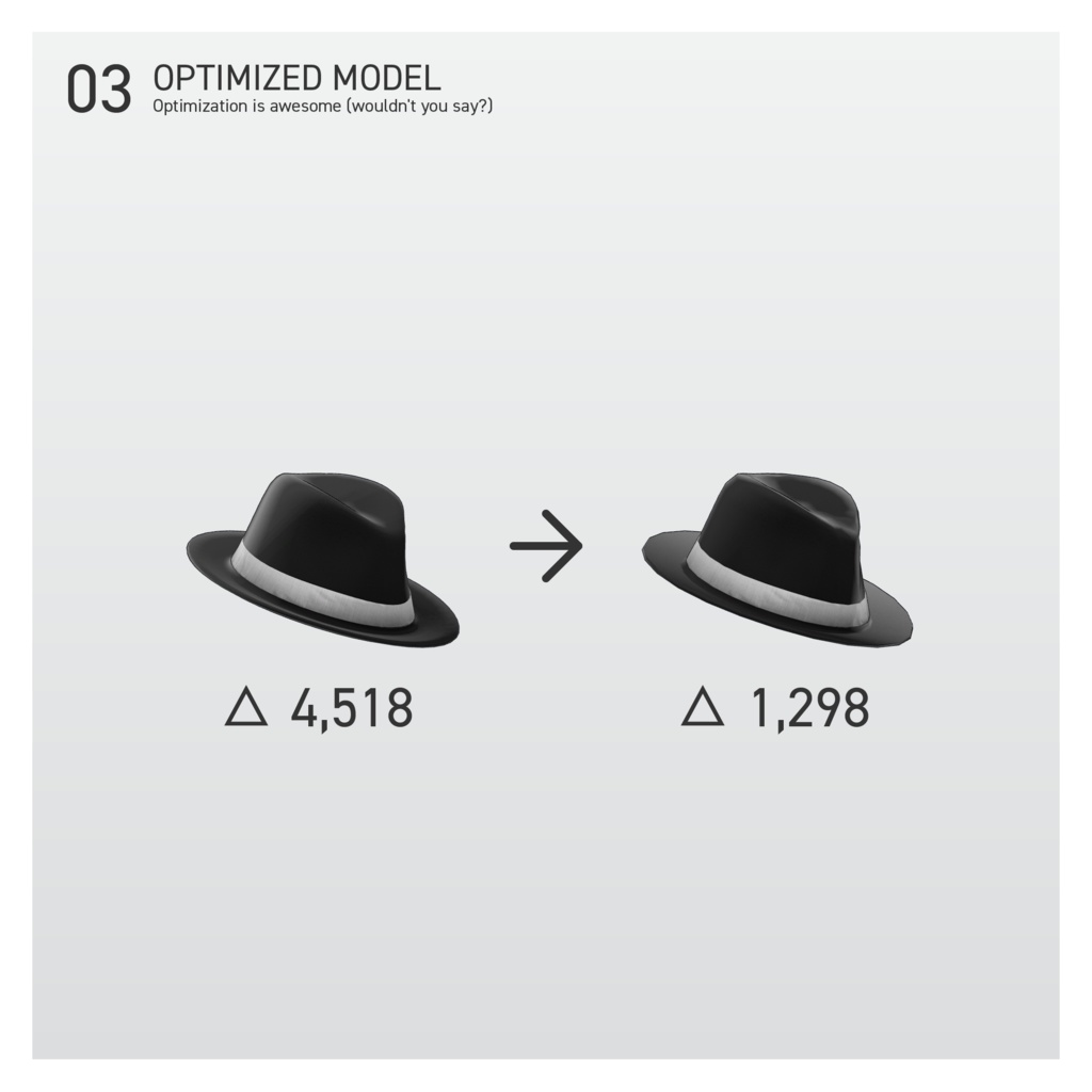 フェドーラ帽 (Unity想定3Dモデル)