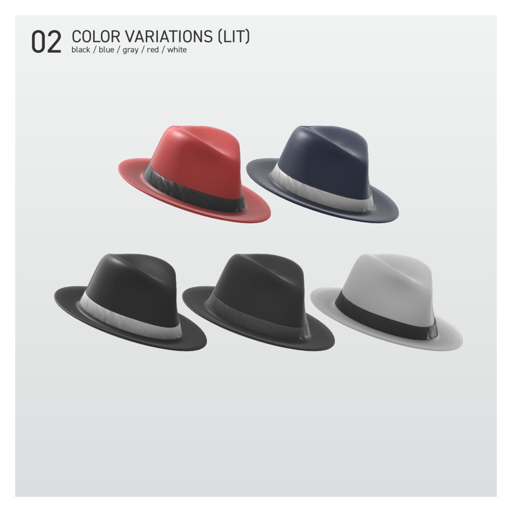 フェドーラ帽 (Unity想定3Dモデル)