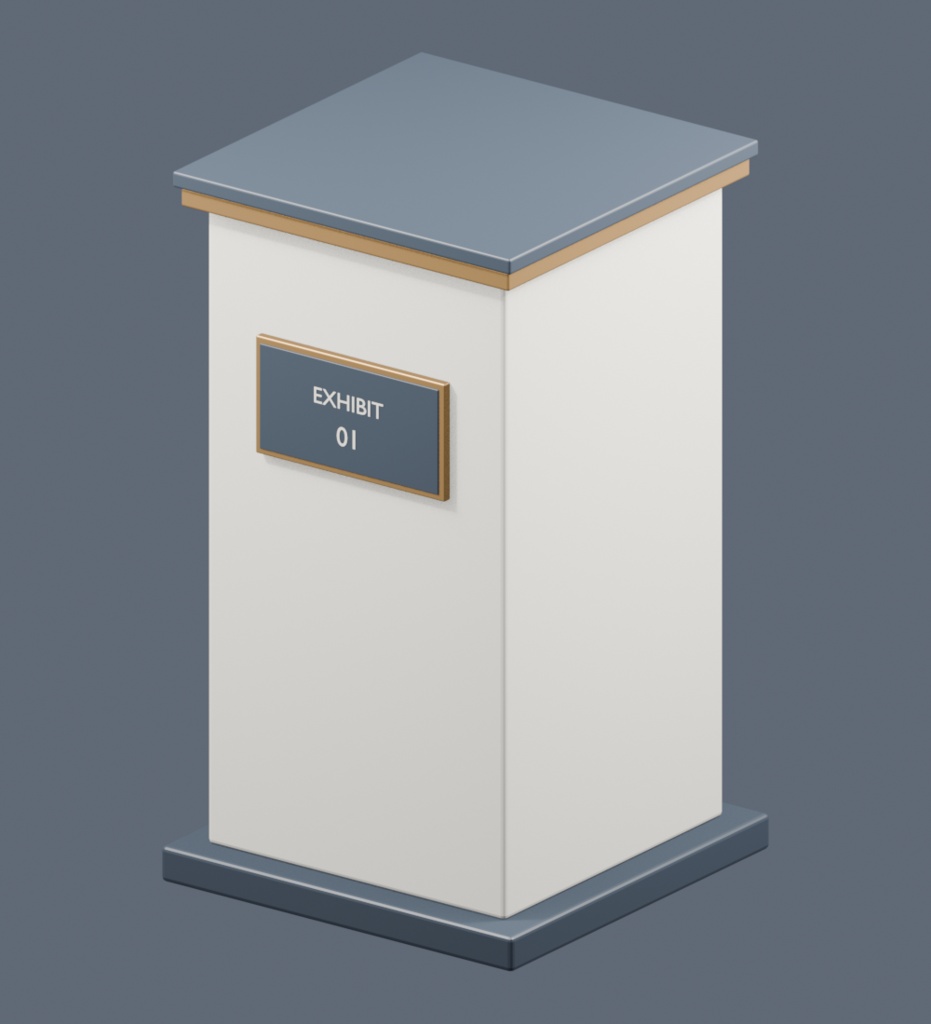 【無料】ネームプレート付き展示台座|文字編集対応|Blender・GLB