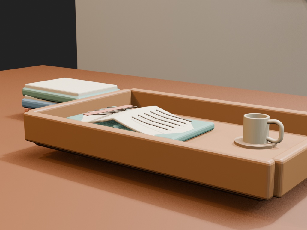 【Blender 5.2】窓辺の読書コーナー|本・マグ・トレー・撮影シーン