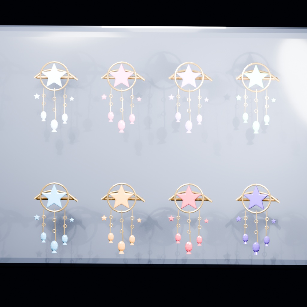 【Unity用】星雫ヘアチャーム|8色・静止3Dアクセサリー