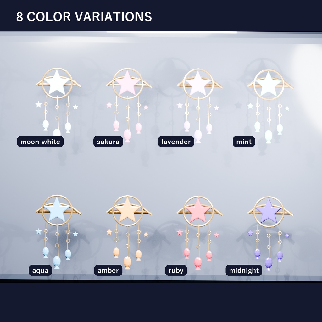【Unity用】星雫ヘアチャーム|8色・静止3Dアクセサリー