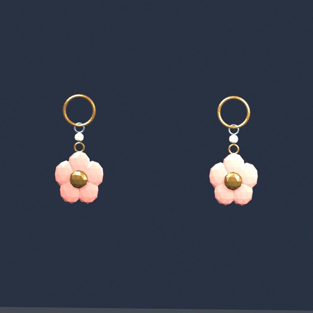 3D素材|森の耳飾り 花・月・星 3種セット(Blender/FBX/GLB)