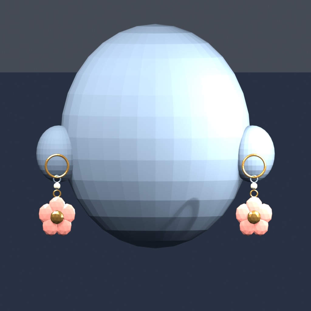 3D素材|森の耳飾り 花・月・星 3種セット(Blender/FBX/GLB)