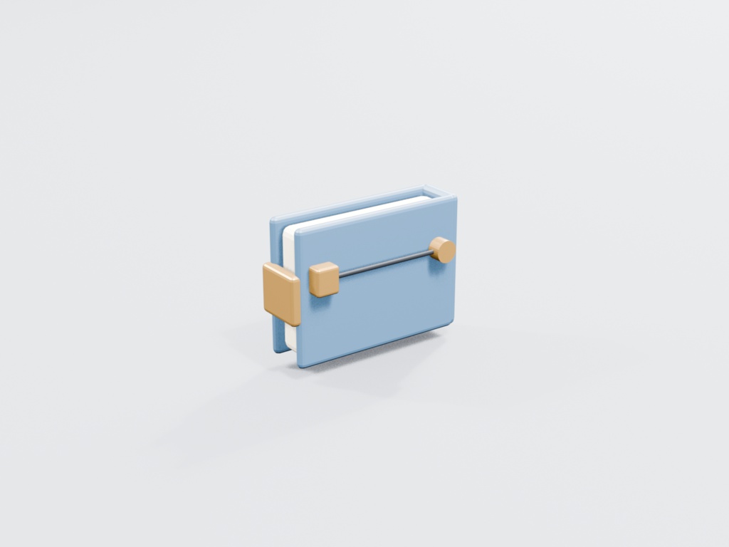 3D素材|襟元の小さな本ブローチ(Blender/FBX/GLB)