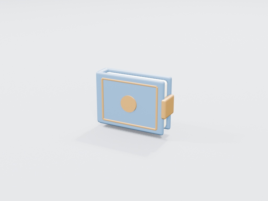 3D素材｜襟元の小さな本ブローチ（Blender/FBX/GLB）
