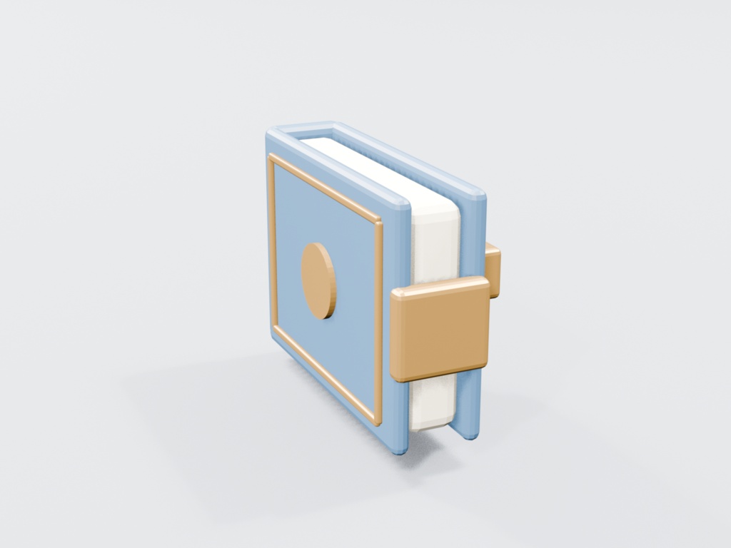 3D素材|襟元の小さな本ブローチ(Blender/FBX/GLB)