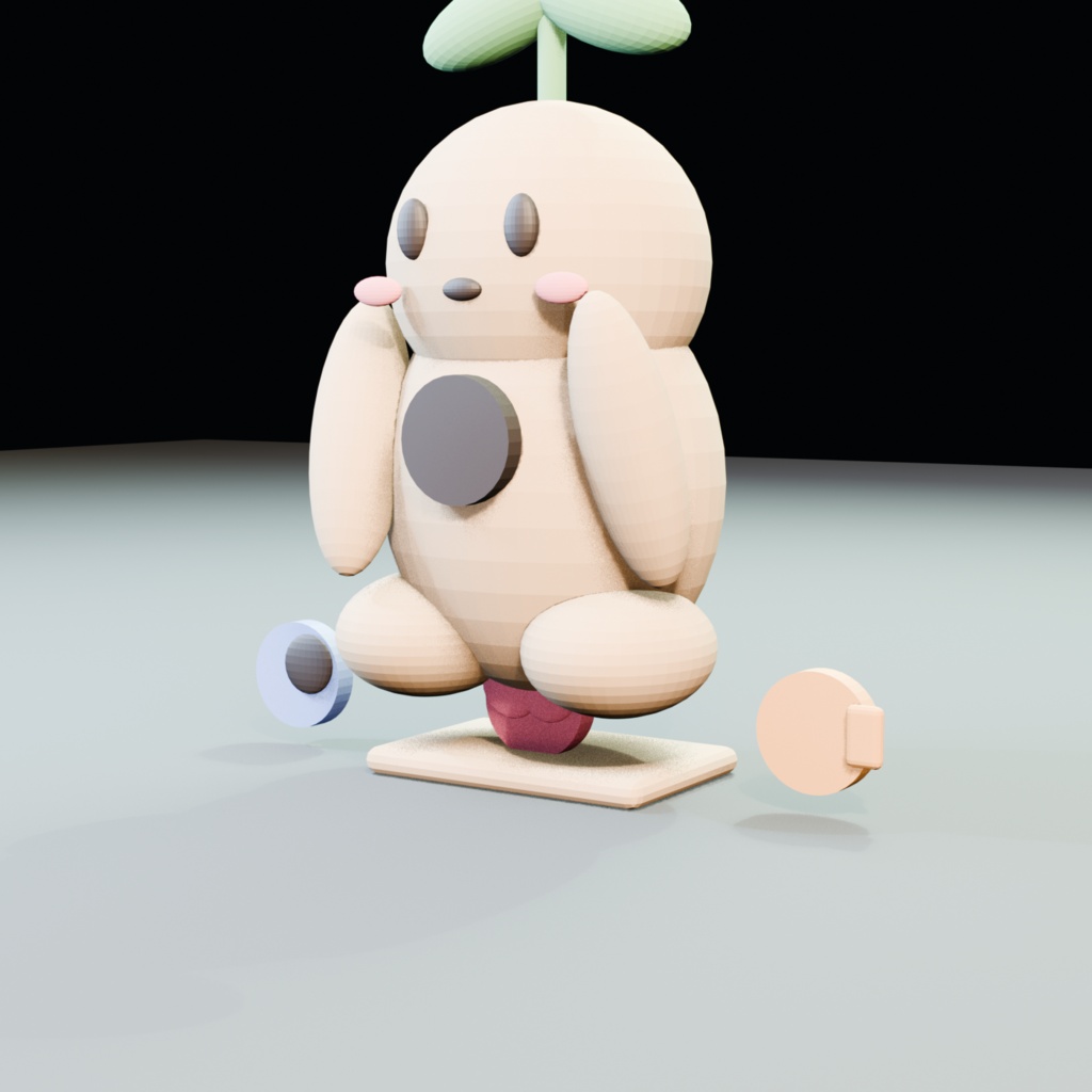 肩のり芽守り|気分トークン3種+ゆらゆらAnimation|3Dモデル