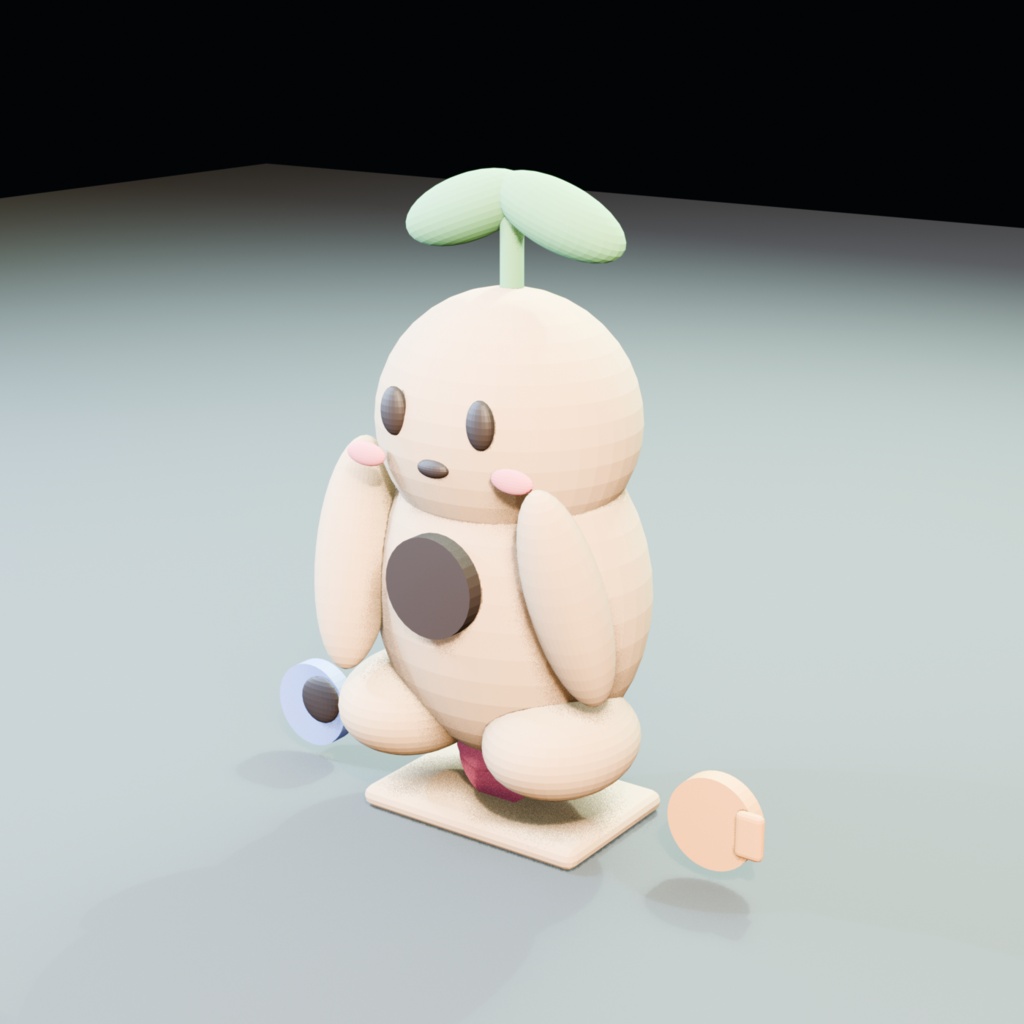 肩のり芽守り|気分トークン3種+ゆらゆらAnimation|3Dモデル