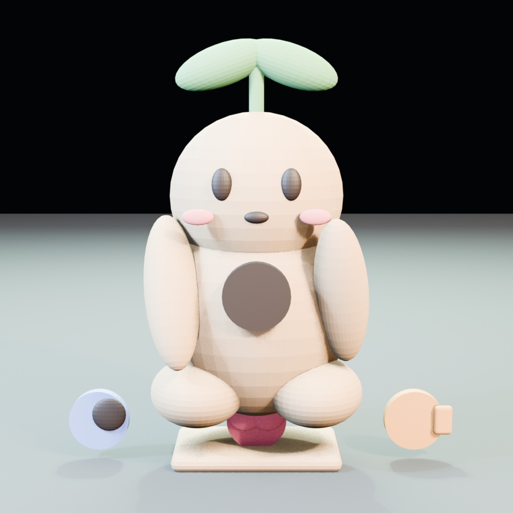 肩のり芽守り|気分トークン3種+ゆらゆらAnimation|3Dモデル