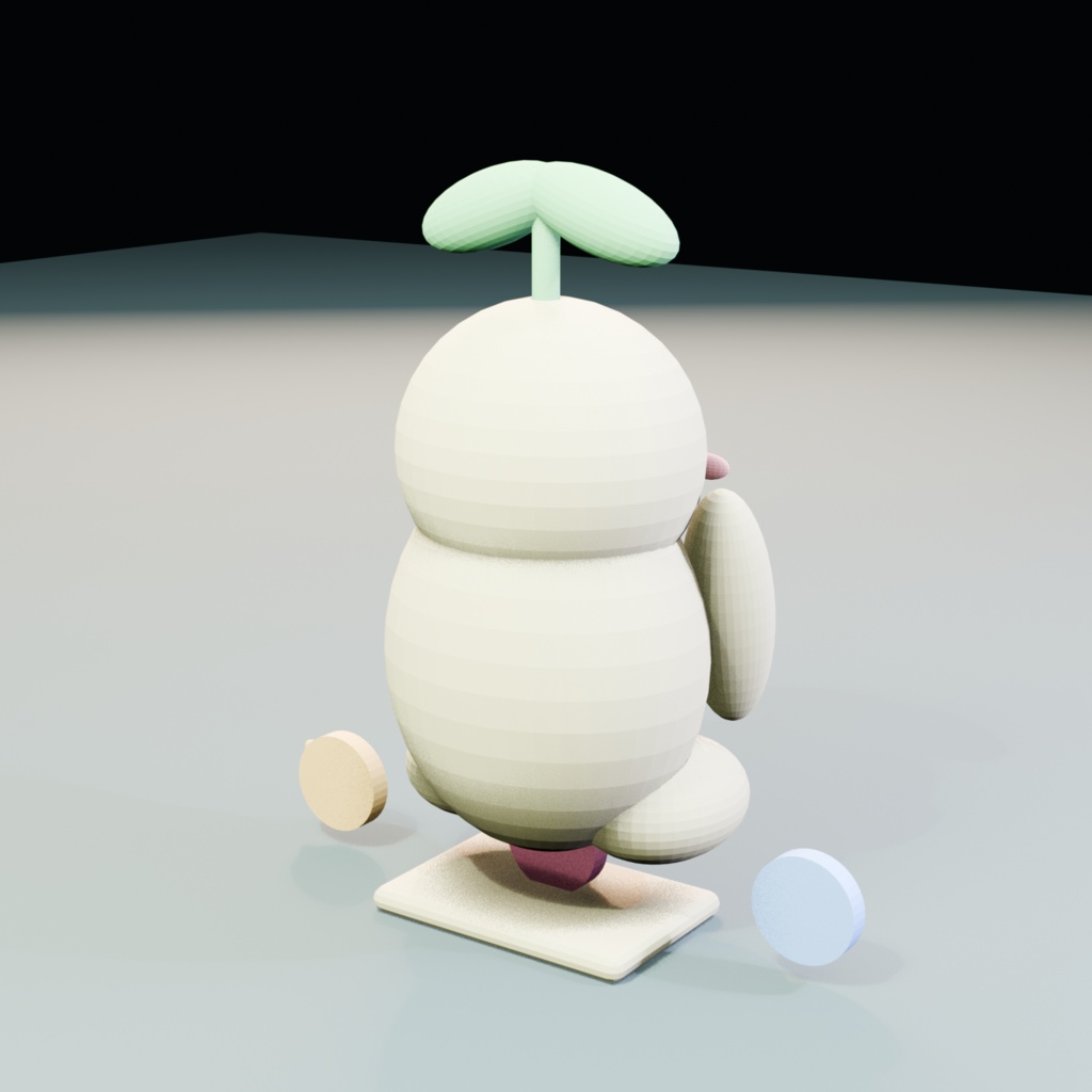 肩のり芽守り|気分トークン3種+ゆらゆらAnimation|3Dモデル