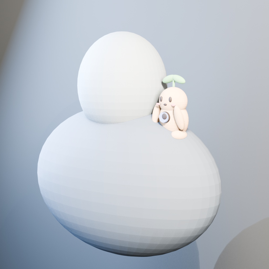 肩のり芽守り|気分トークン3種+ゆらゆらAnimation|3Dモデル