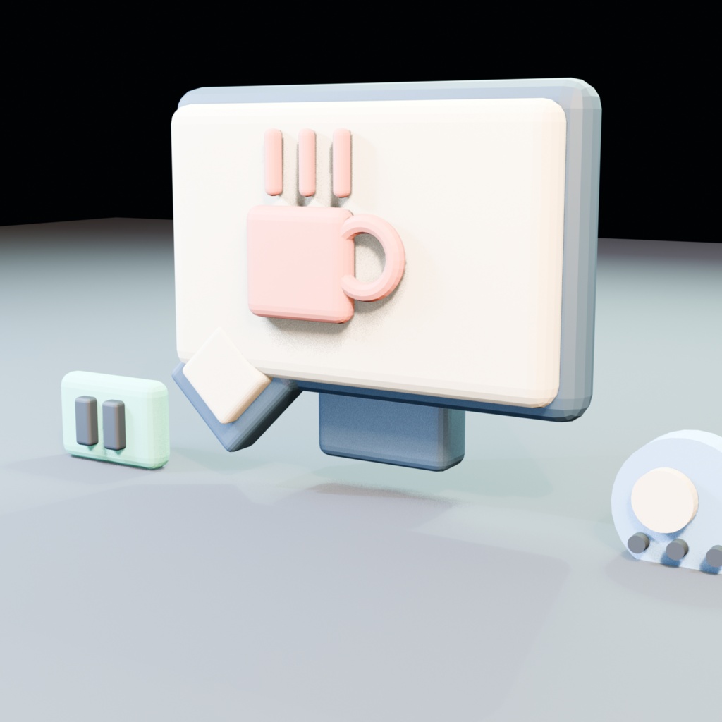 休憩中ふきだしサイン|マグ・一時停止・月の3状態 3D小物