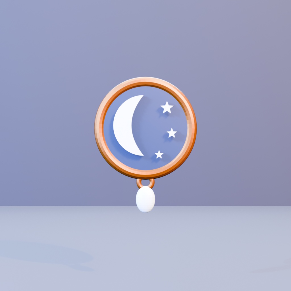月窓ブローチ|三日月と星の静的3Dアクセサリー(Blender・FBX・GLB)