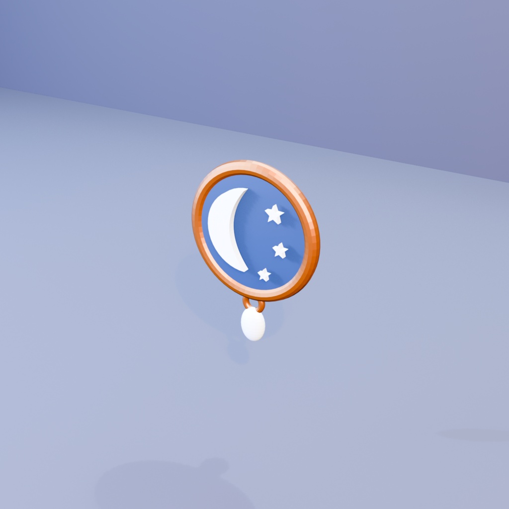 月窓ブローチ｜三日月と星の静的3Dアクセサリー（Blender・FBX・GLB）