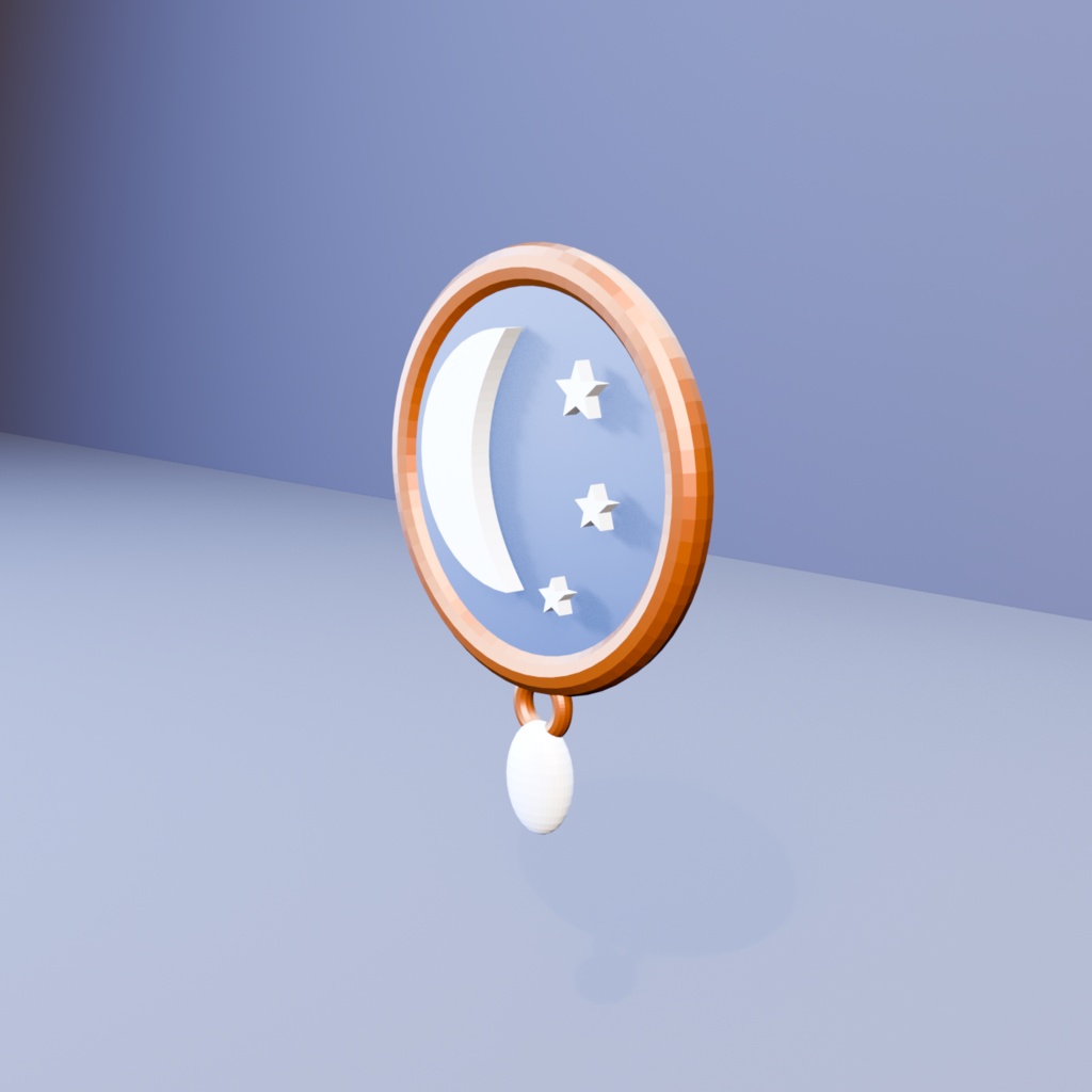 月窓ブローチ|三日月と星の静的3Dアクセサリー(Blender・FBX・GLB)