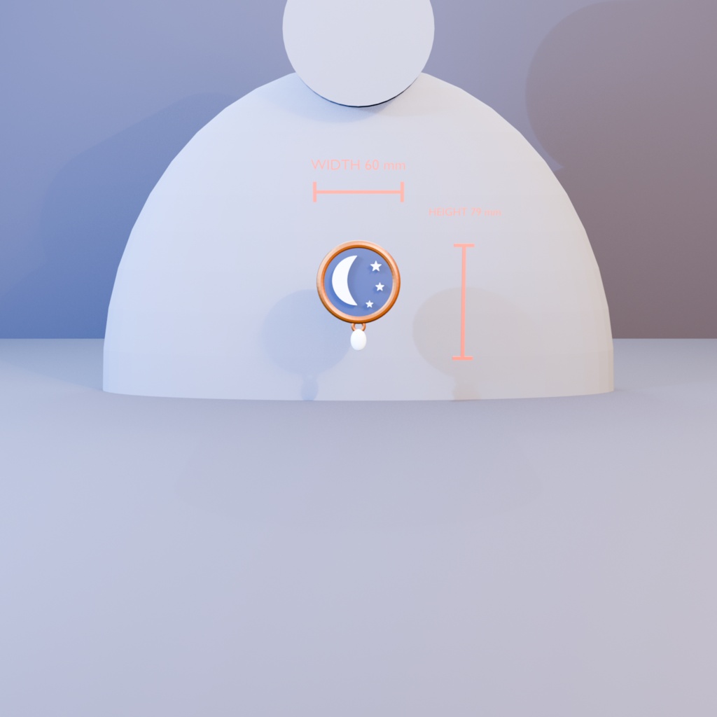 月窓ブローチ|三日月と星の静的3Dアクセサリー(Blender・FBX・GLB)