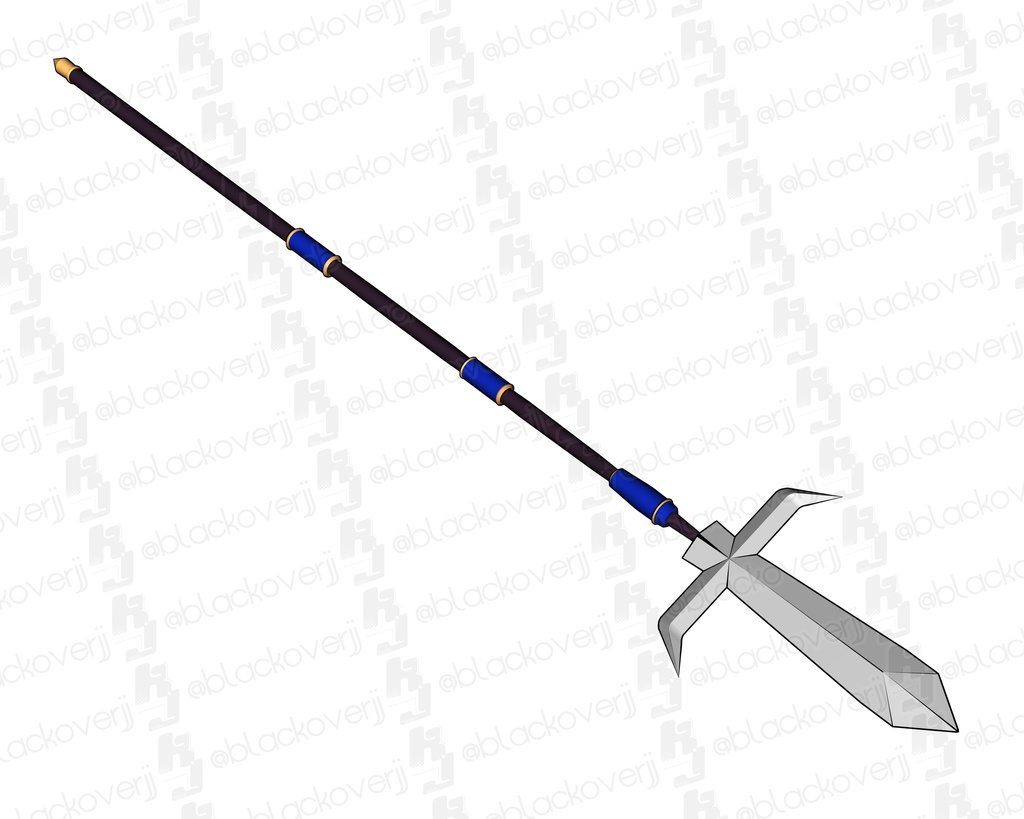 ラインが適用された哀絶の槍 3D Materials