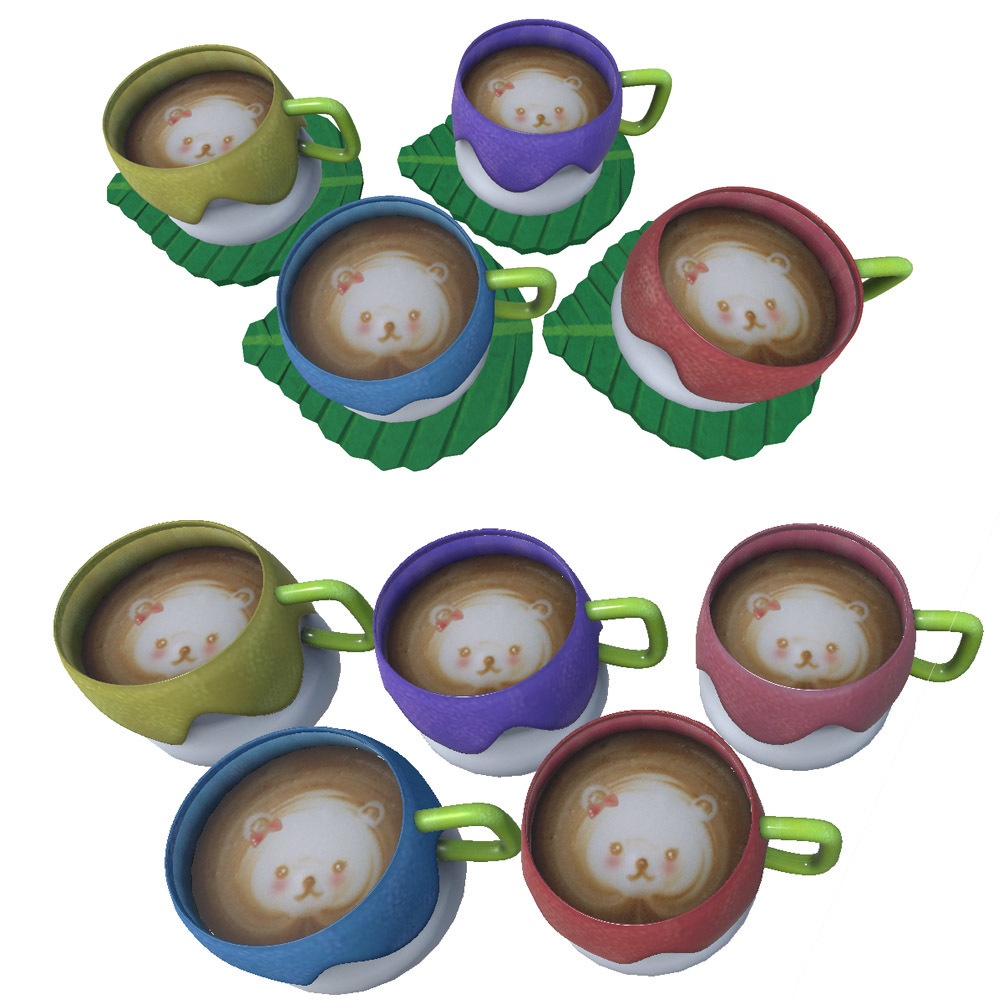 【 3Dモデル 】花のような ティーカップ ラテカップ