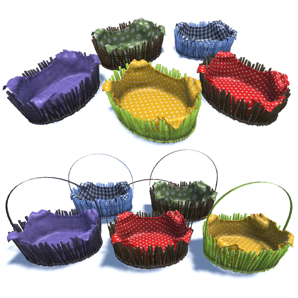 【3Dモデル】クロス付き 木のバスケット