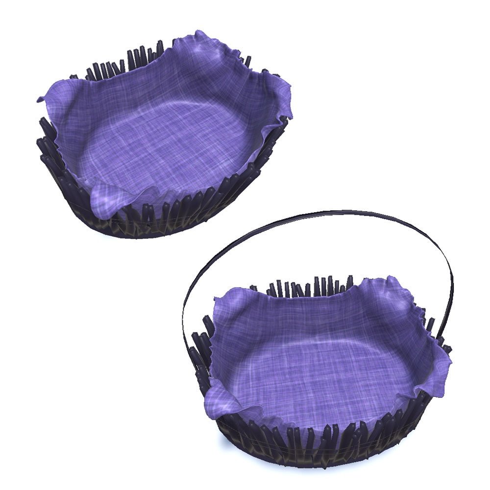 【3Dモデル】クロス付き 木のバスケット