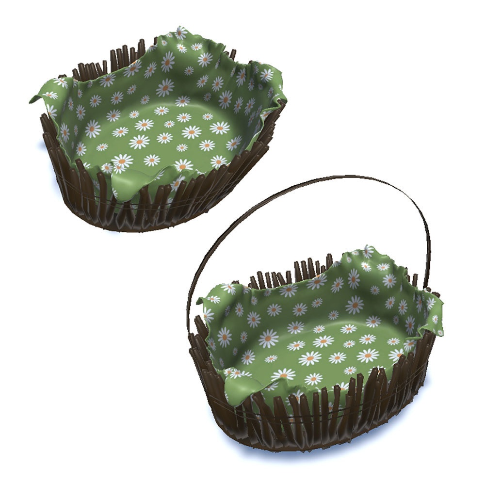 【3Dモデル】クロス付き 木のバスケット