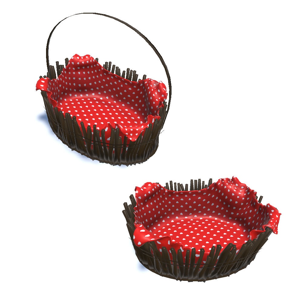 【3Dモデル】クロス付き 木のバスケット