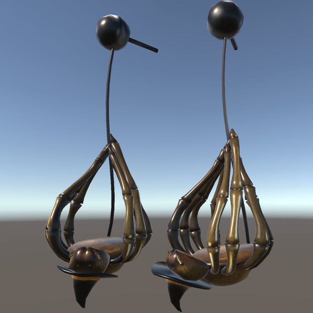 【3Dモデル】ハロウィン 歩くとゆれる 蜘蛛ピアス