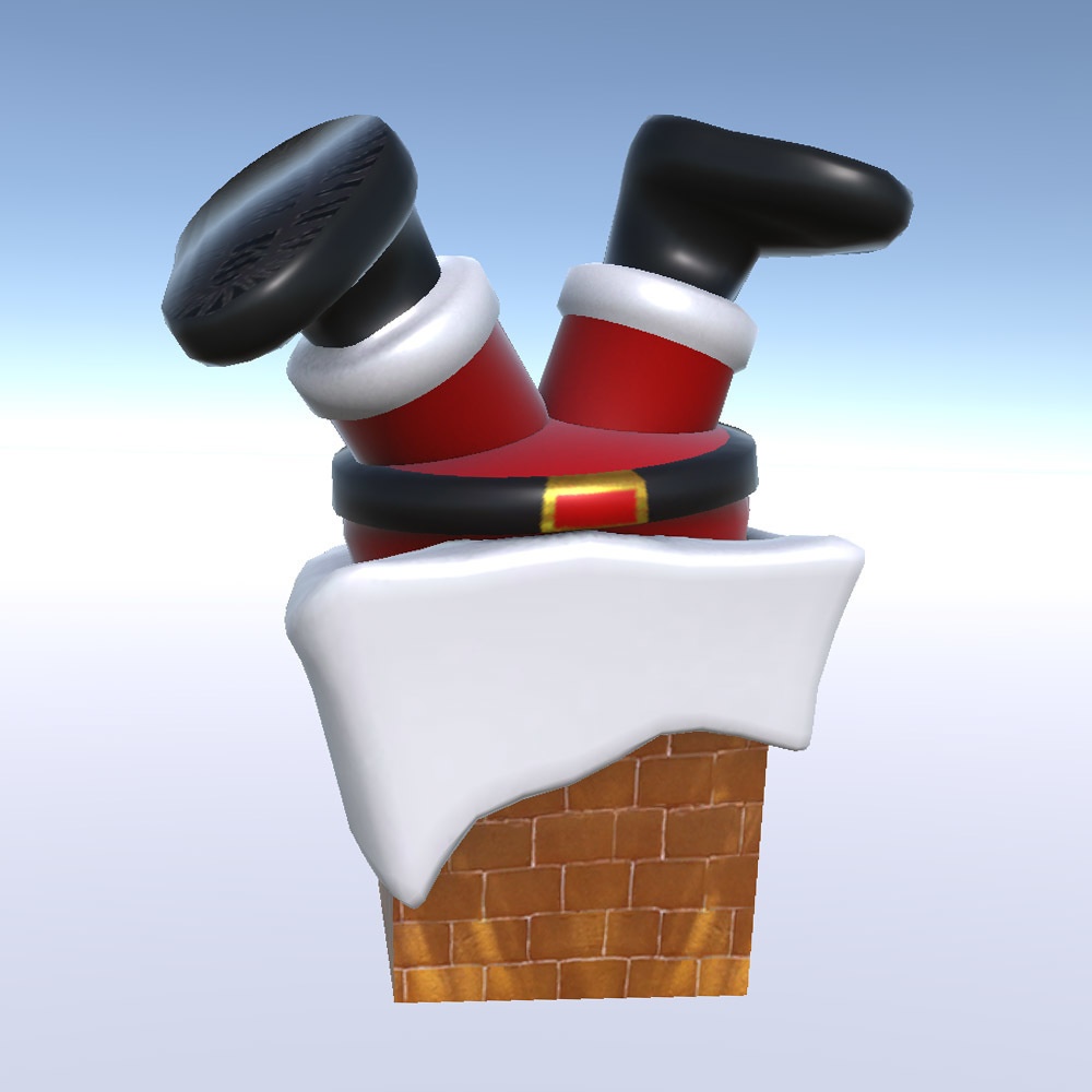 【3Dモデル】 煙突に挟まったサンタクロース
