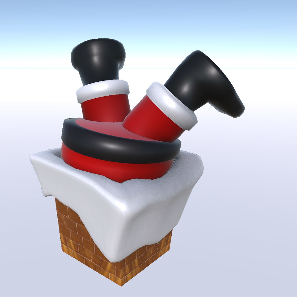 【3Dモデル】 煙突に挟まったサンタクロース