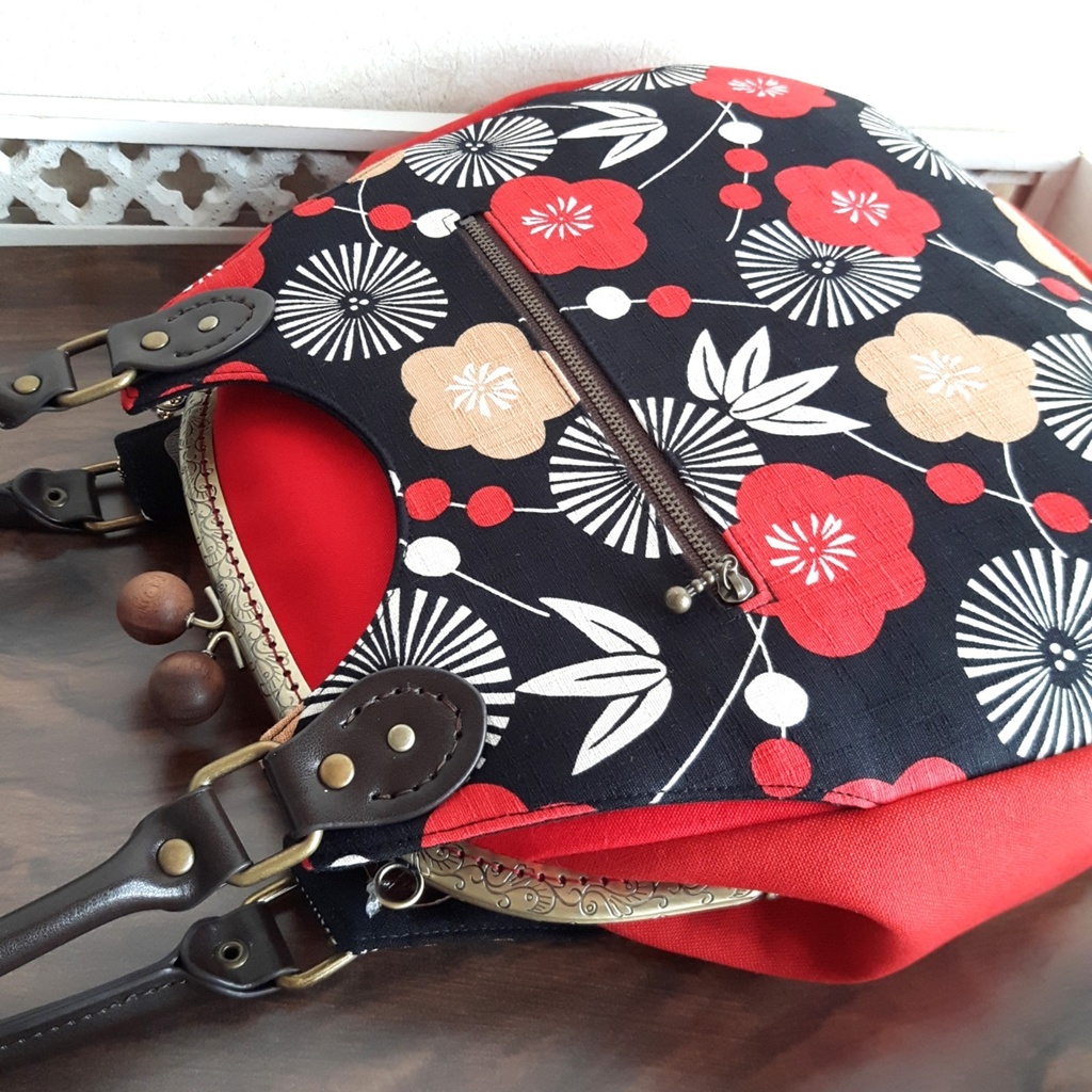 2wayしずく型がま口バッグ(梅)