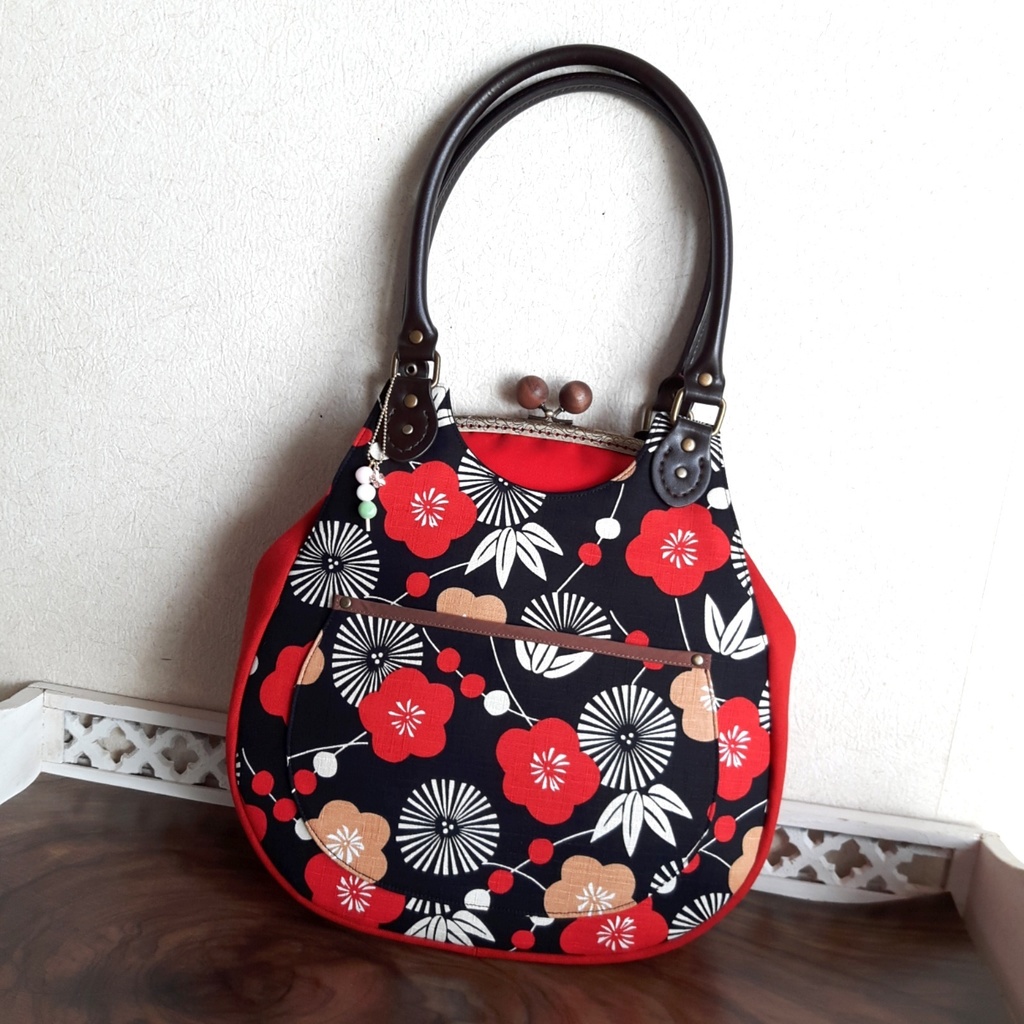 2wayしずく型がま口バッグ(梅)