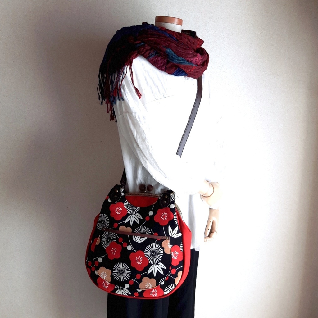 2wayしずく型がま口バッグ(梅)