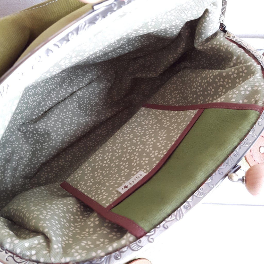 2wayしずく型がま口バッグ(桜 緑)