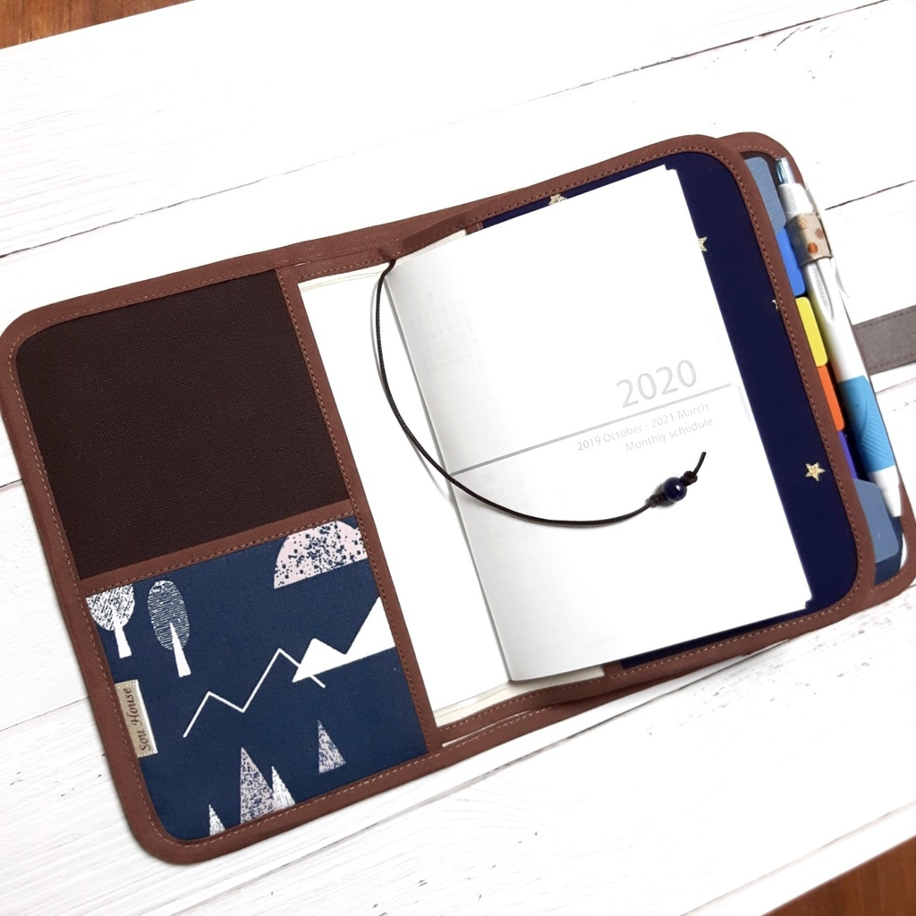 A6リングノート&手帳ケース(北欧ネイビー)