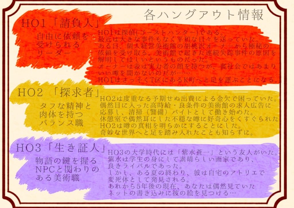 クトゥルフ神話TRPGシナリオ「Art mania -ある画家の軌跡-」