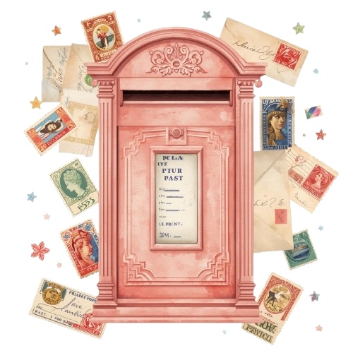 🌸【ピンク旅行シリーズ】水彩アンティーク風クリップアート10点セット|PN