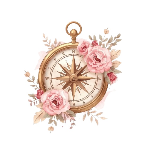 🌸【ピンク旅行シリーズ】水彩アンティーク風クリップアート10点セット|PN