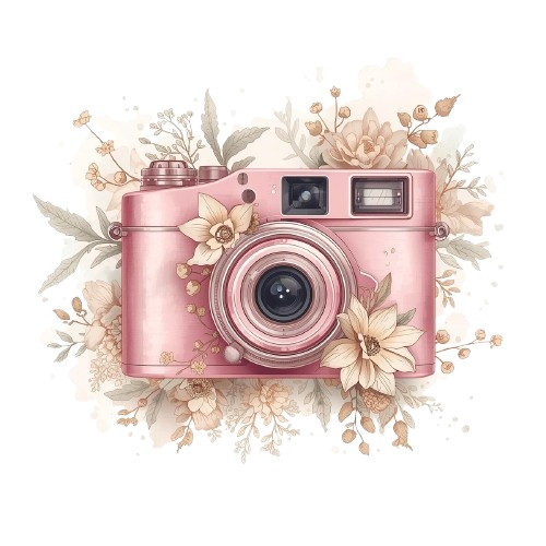 🌸【ピンク旅行シリーズ】水彩アンティーク風クリップアート10点セット|PN