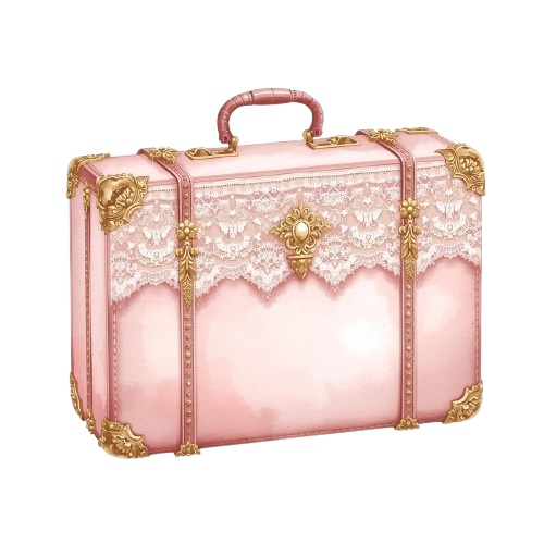 🌸【ピンク旅行シリーズ】水彩アンティーク風クリップアート10点セット|PN