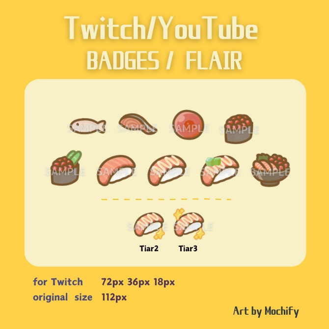 [サーモン9種] Twitch/YouTube/Discordで使えるバッジ！フレア付き！