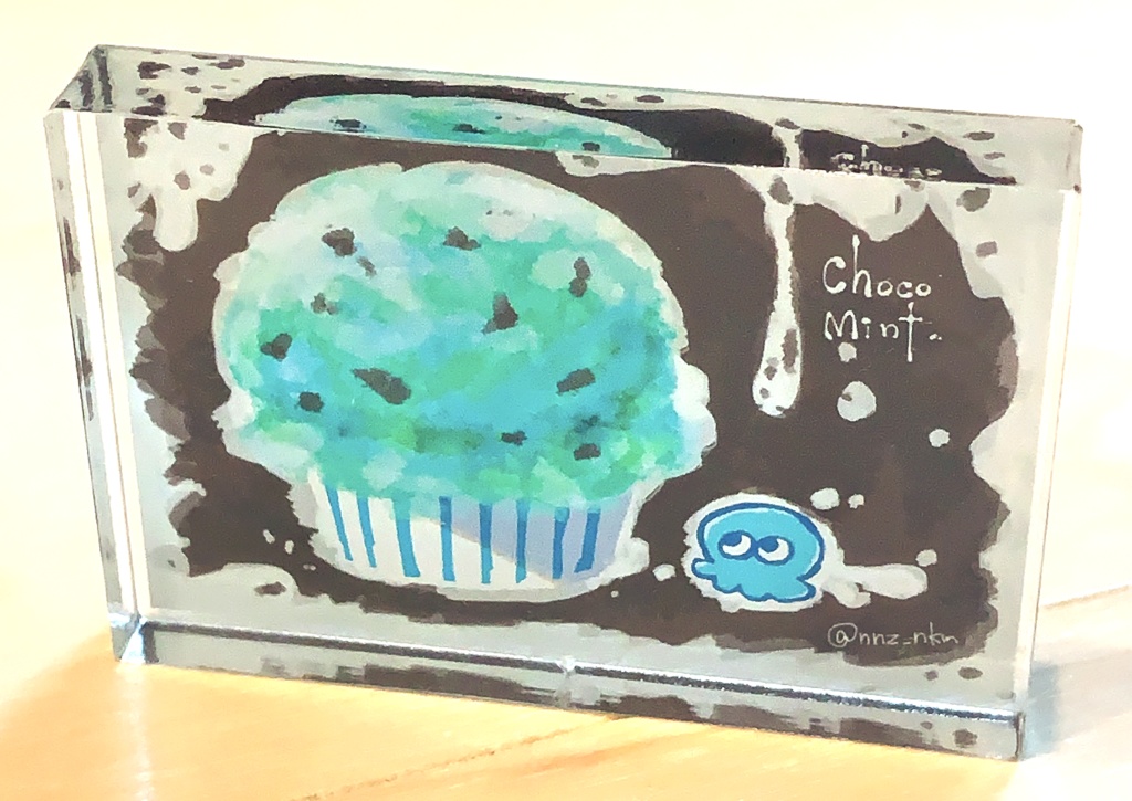 タコちゃんとチョコミントアイスのアクリルブロック