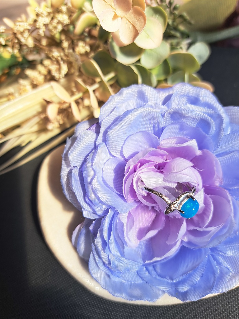 【一点物】ブループレシャスオパール リング【蛇】