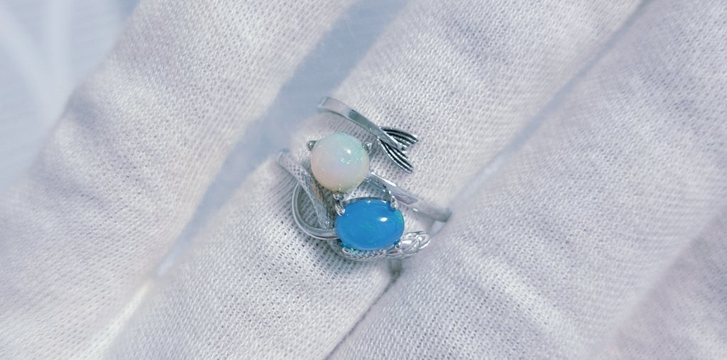 【一点物】ブループレシャスオパール リング【蛇】