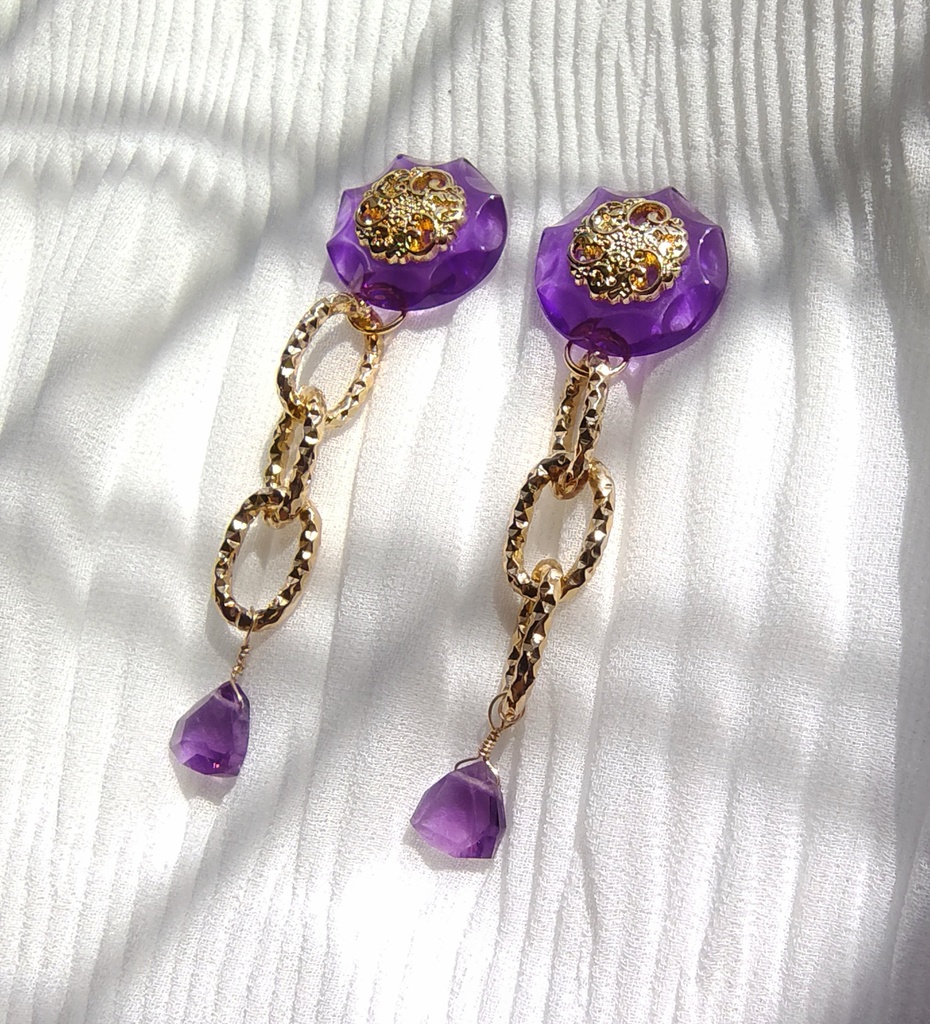 アフリカンアメジストの耳飾り