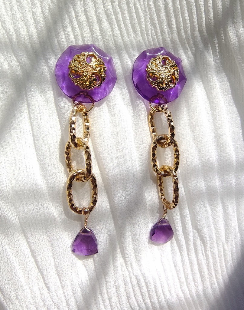 アフリカンアメジストの耳飾り