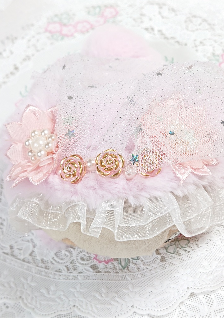 寝そべりぬいぐるみ用 うさぎの花嫁着ぐるみ 16㎝サイズ寝そべり適用(ピンク)