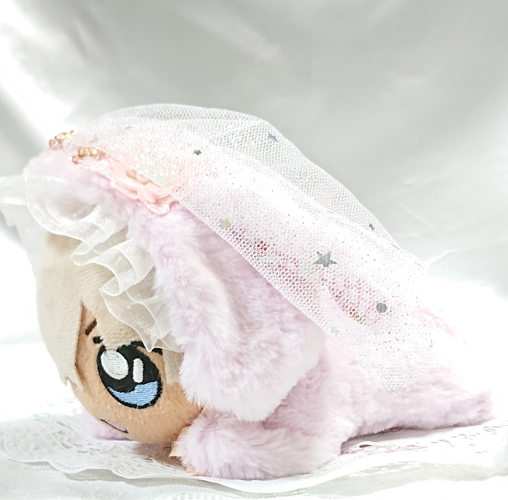 寝そべりぬいぐるみ用 うさぎの花嫁着ぐるみ 16㎝サイズ寝そべり適用(ピンク)