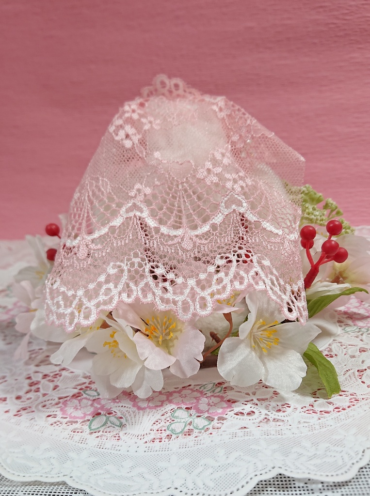 ぬいぐるみ用 花冠と苺のうさぎの花嫁着ぐるみ ぬい服 チェック/(赤)