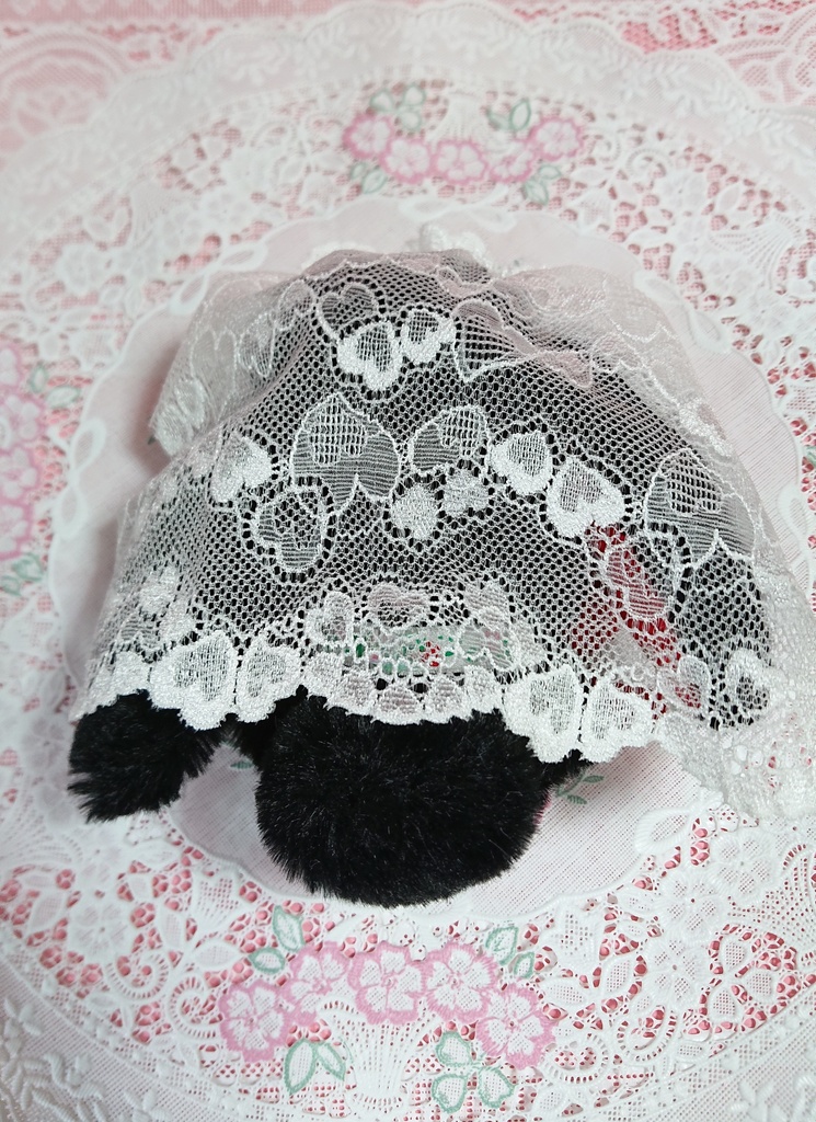 ぬいぐるみ用 花冠と苺のうさぎの花嫁着ぐるみ ぬい服 ブラック